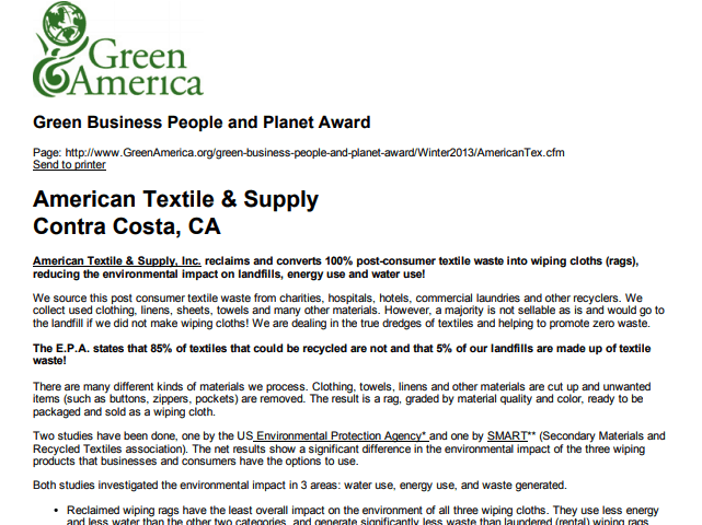 Green Business People and Planet Award