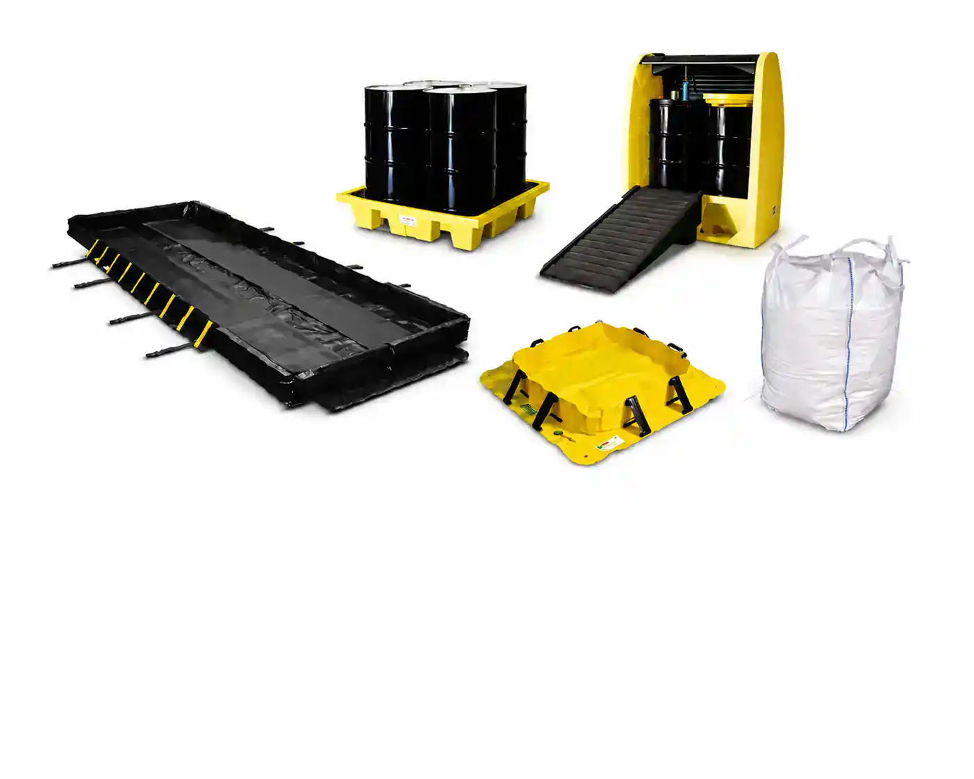 Secondary containment spill pallets and berms